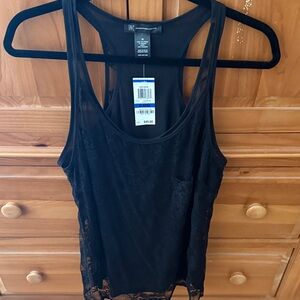 INC International Concepts Black Lace Racerback Tank